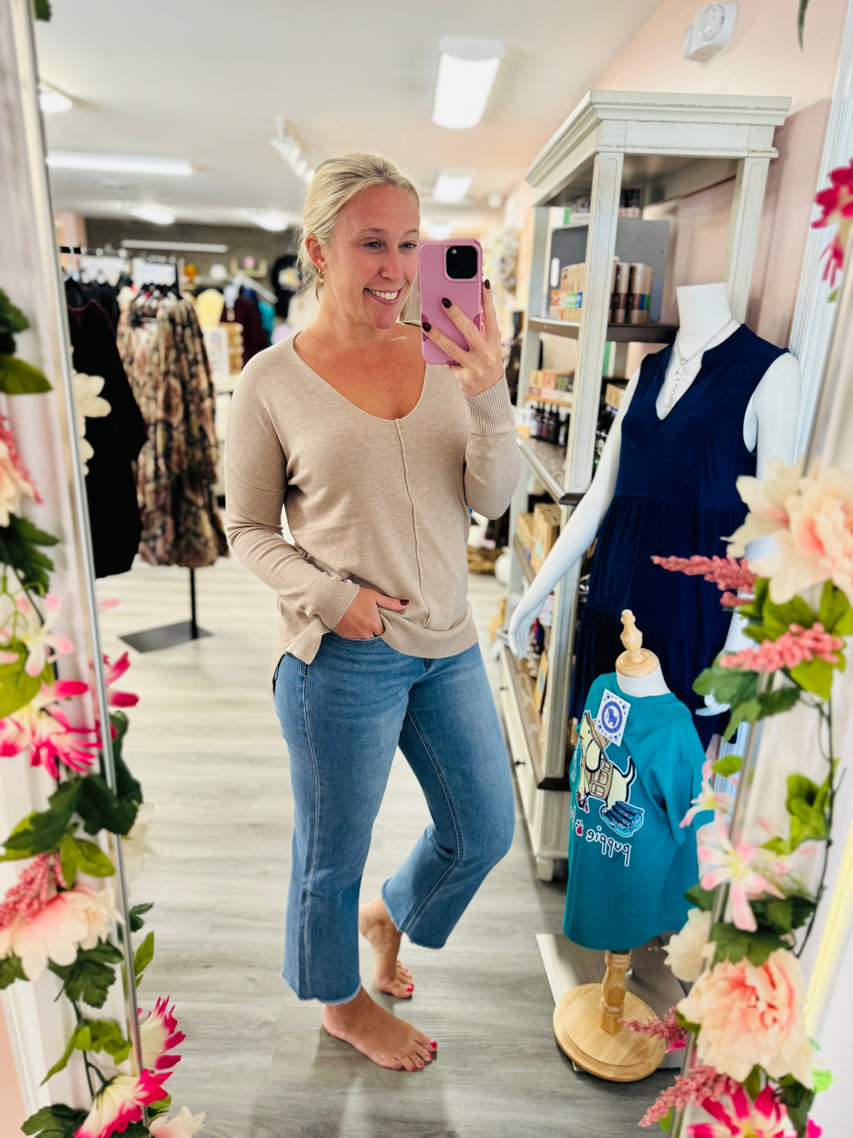 Cropped denim jeans light wash