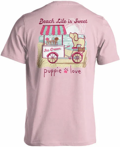 Puppie love beach life is sweet tee