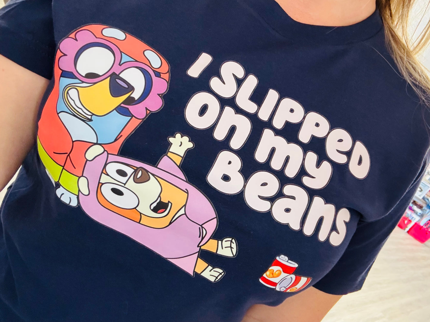Sale I slipped on my beans Bluey adult tee