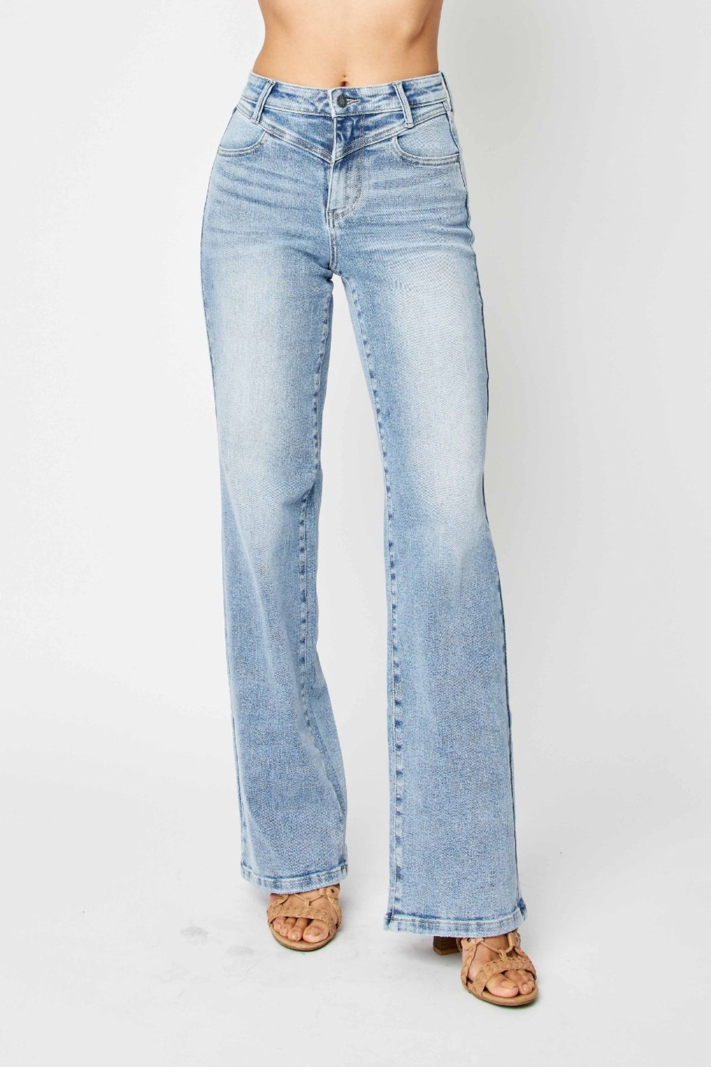 Judy blue high rise front yoke wide leg jeans