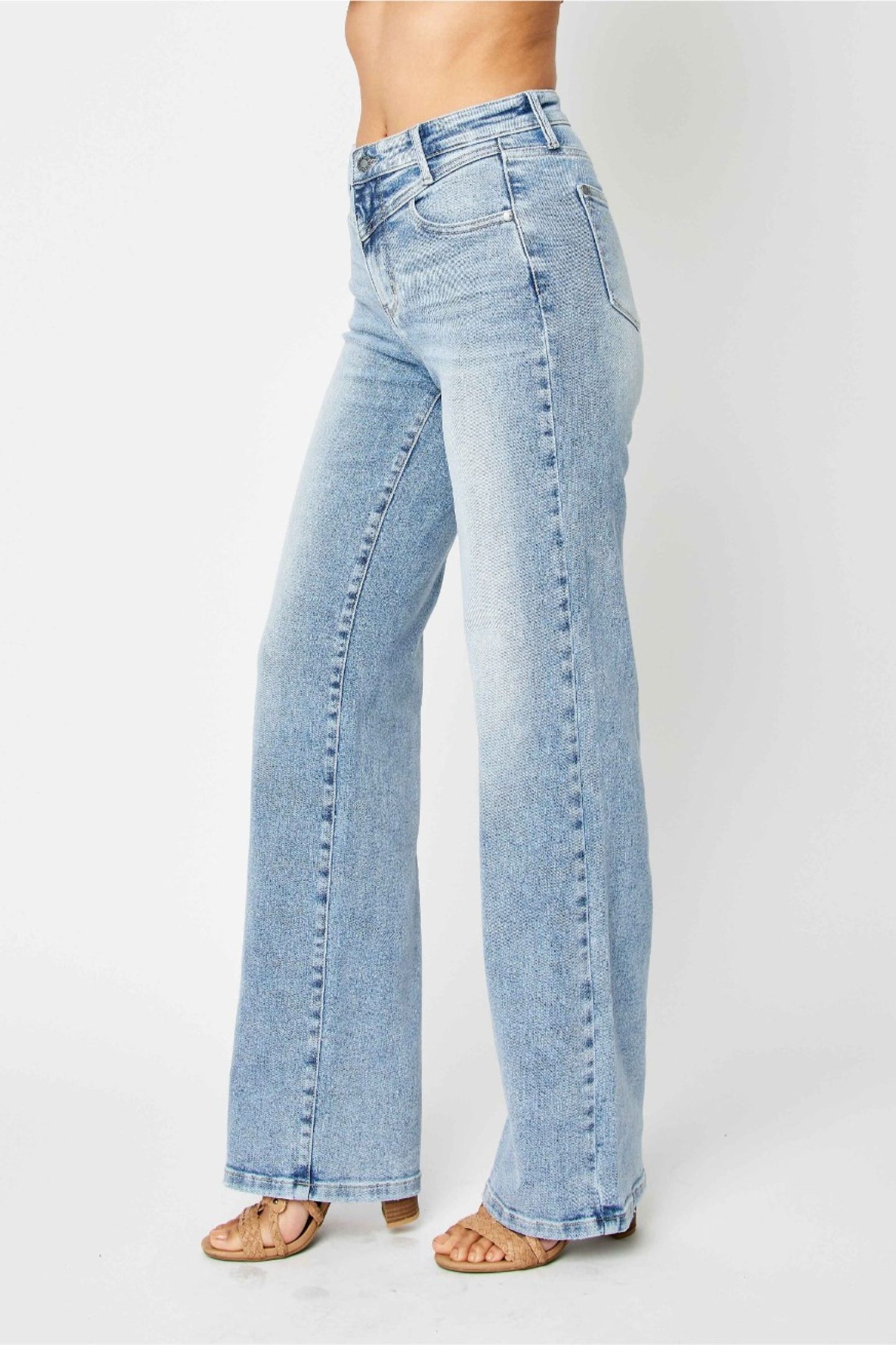 Judy blue high rise front yoke wide leg jeans