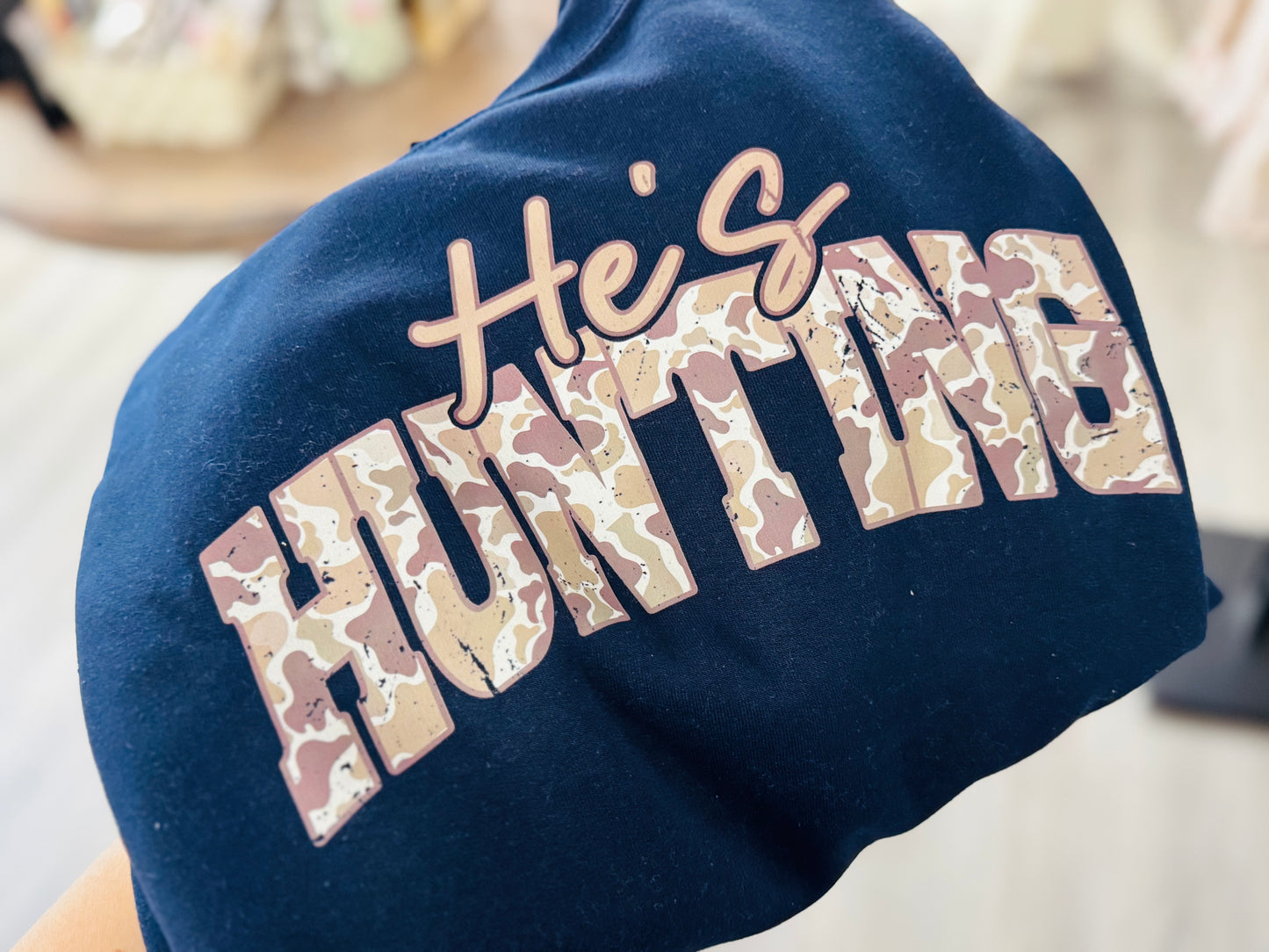 He’s hunting sweatshirt