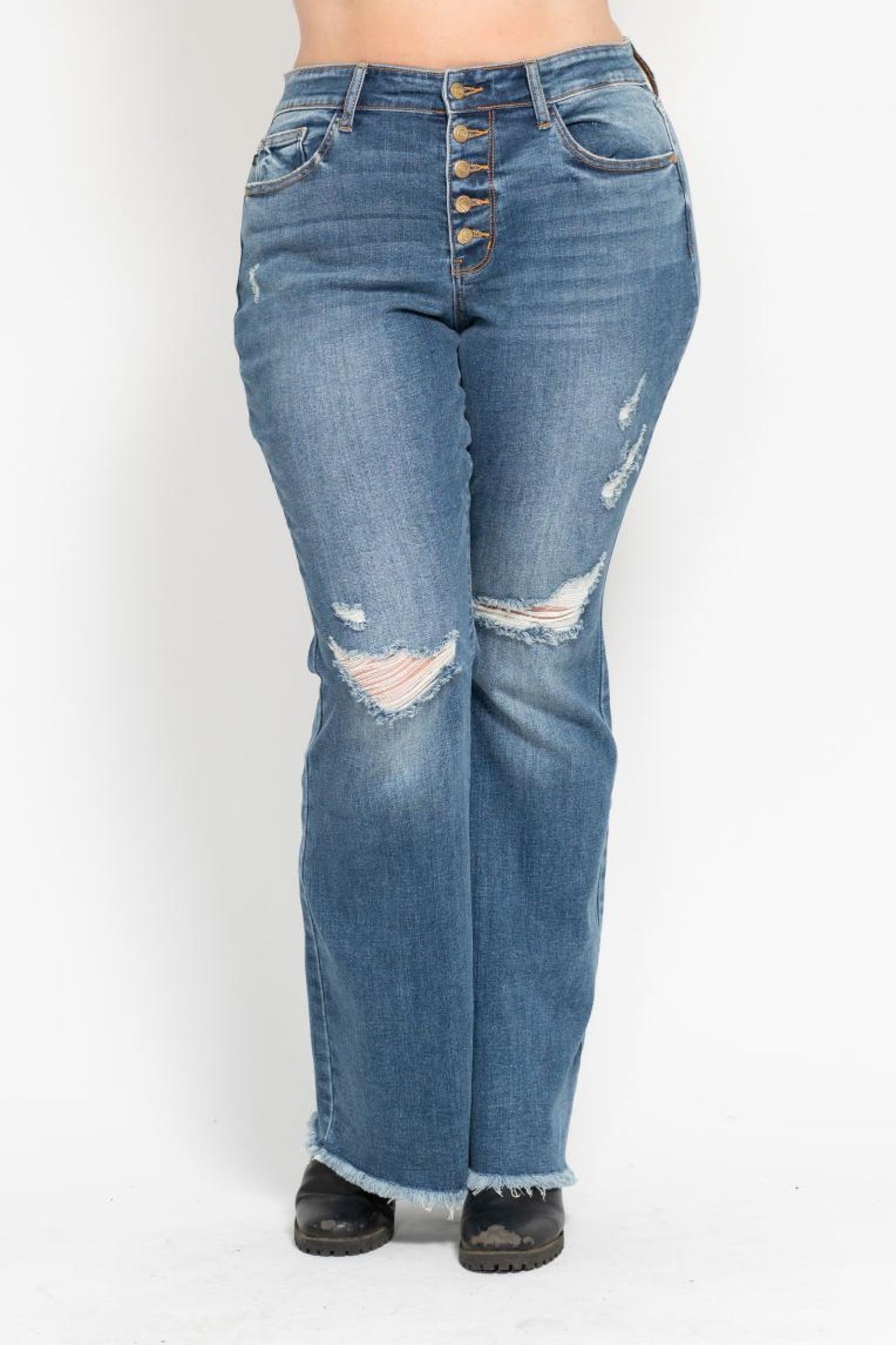 Judy blue plus size flare mid rise jeans