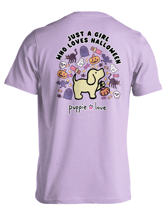 Just a girl who loves Halloween puppie love tee