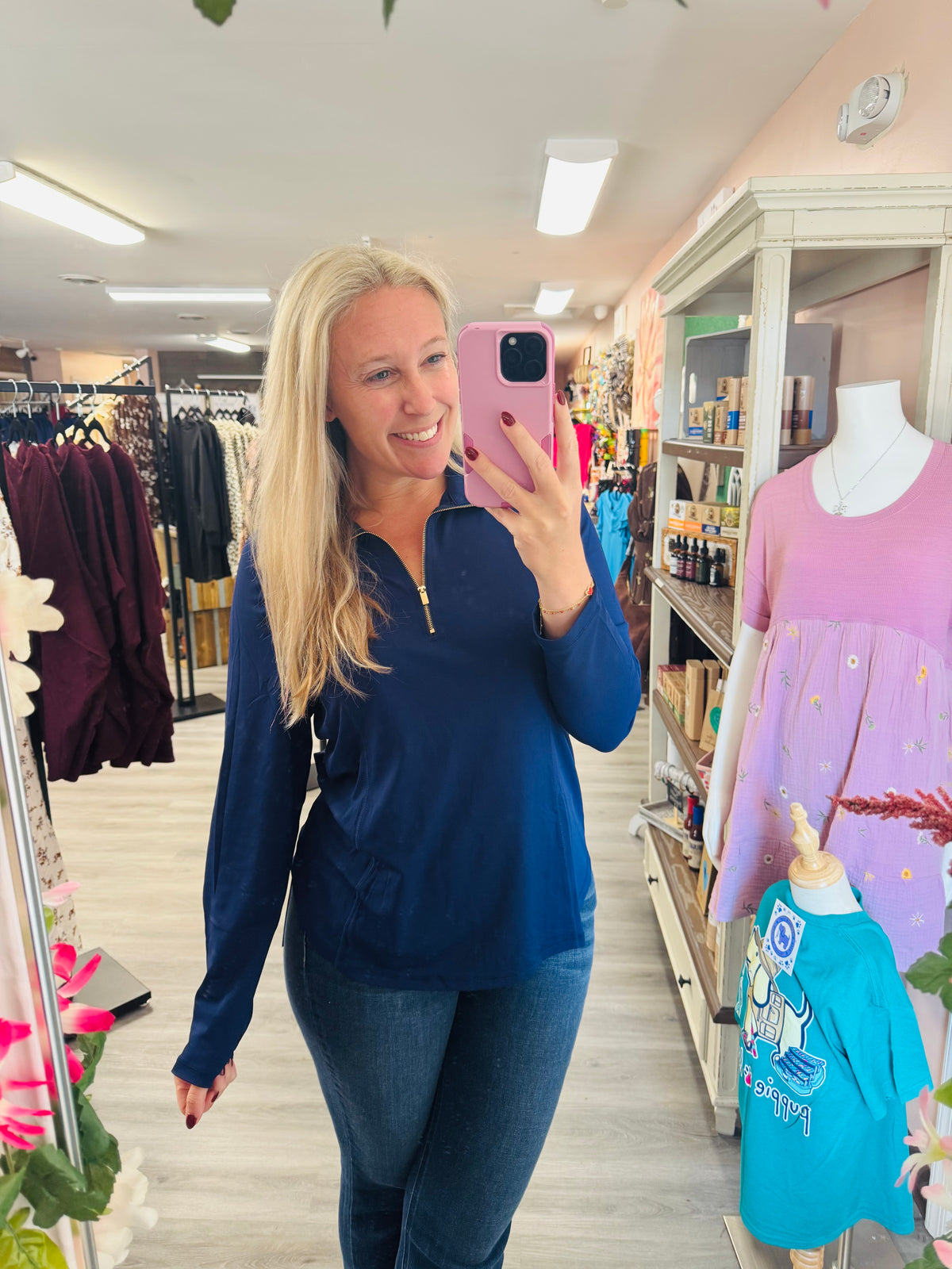 Navy 3/4 zip pullover