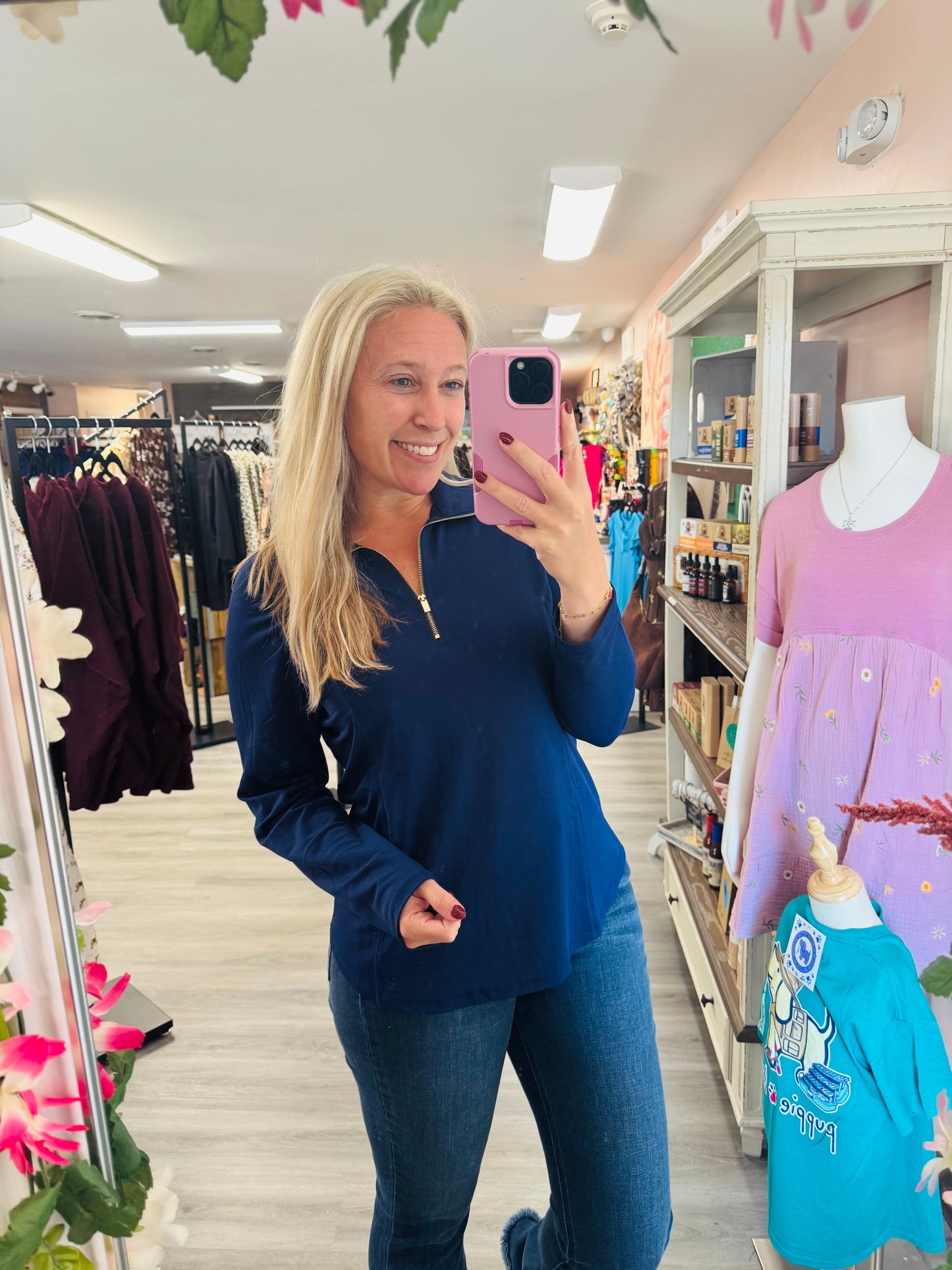 Navy 3/4 zip pullover