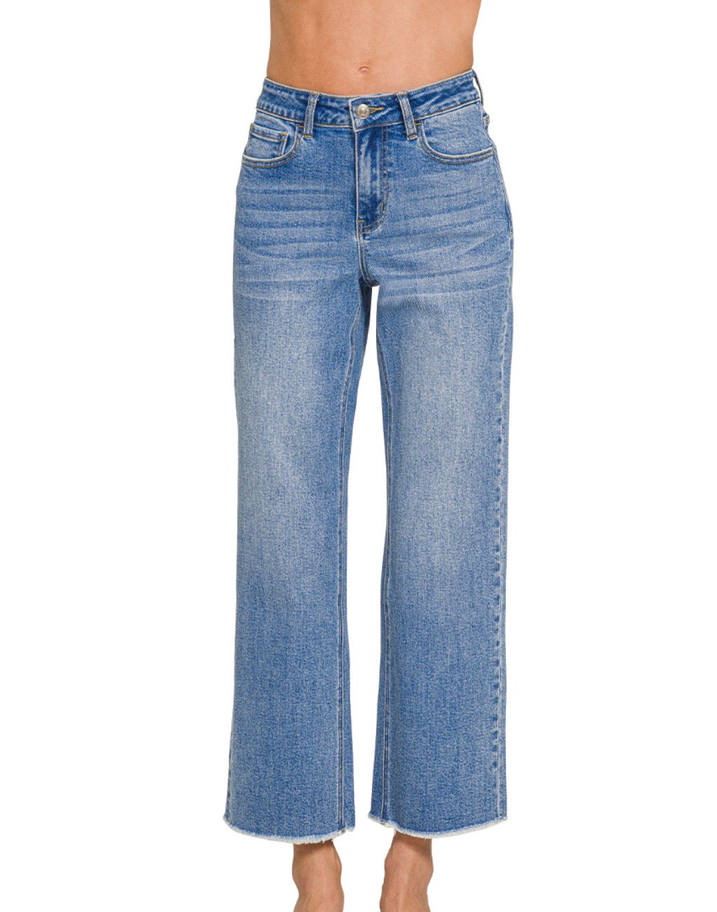 Cropped denim jeans light wash
