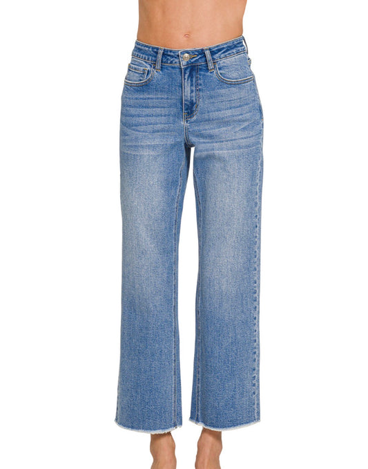 Cropped denim jeans light wash