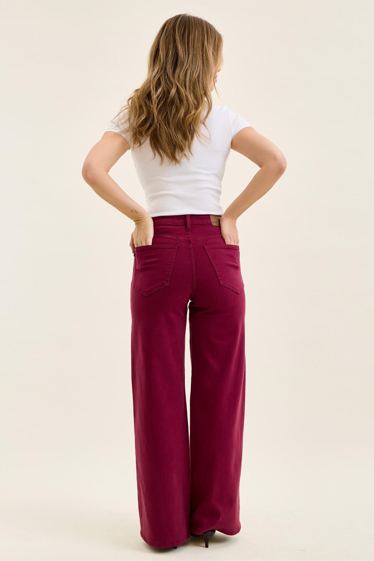 Retro wide, boysenberry, leg tummy control Judy blue jeans