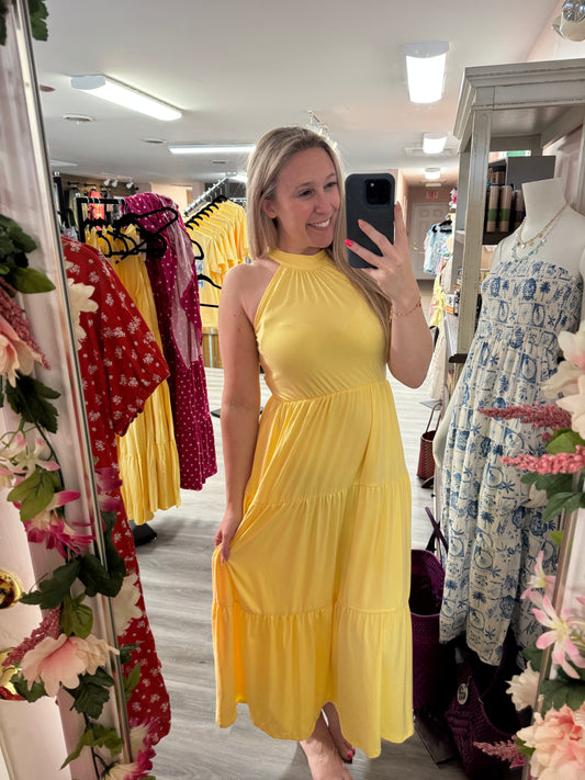 Yellow midi dress