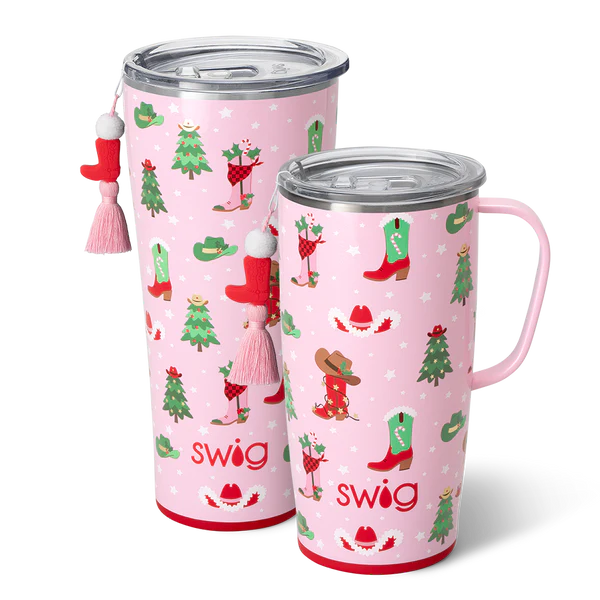 Swig christmas pink Santa  32 without handle oz or 22 oz with handle