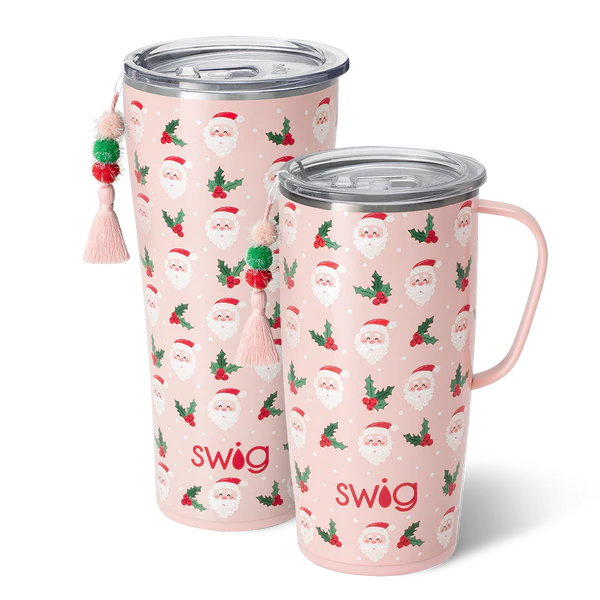 Swig christmas pink Santa  32 without handle oz or 22 oz with handle