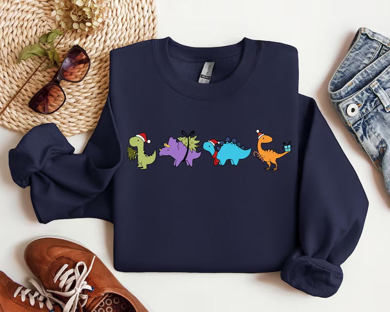 Dinosaur Christmas youth sweatshirt