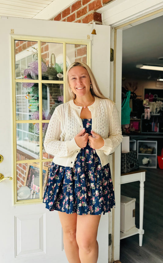 Cream button sweater