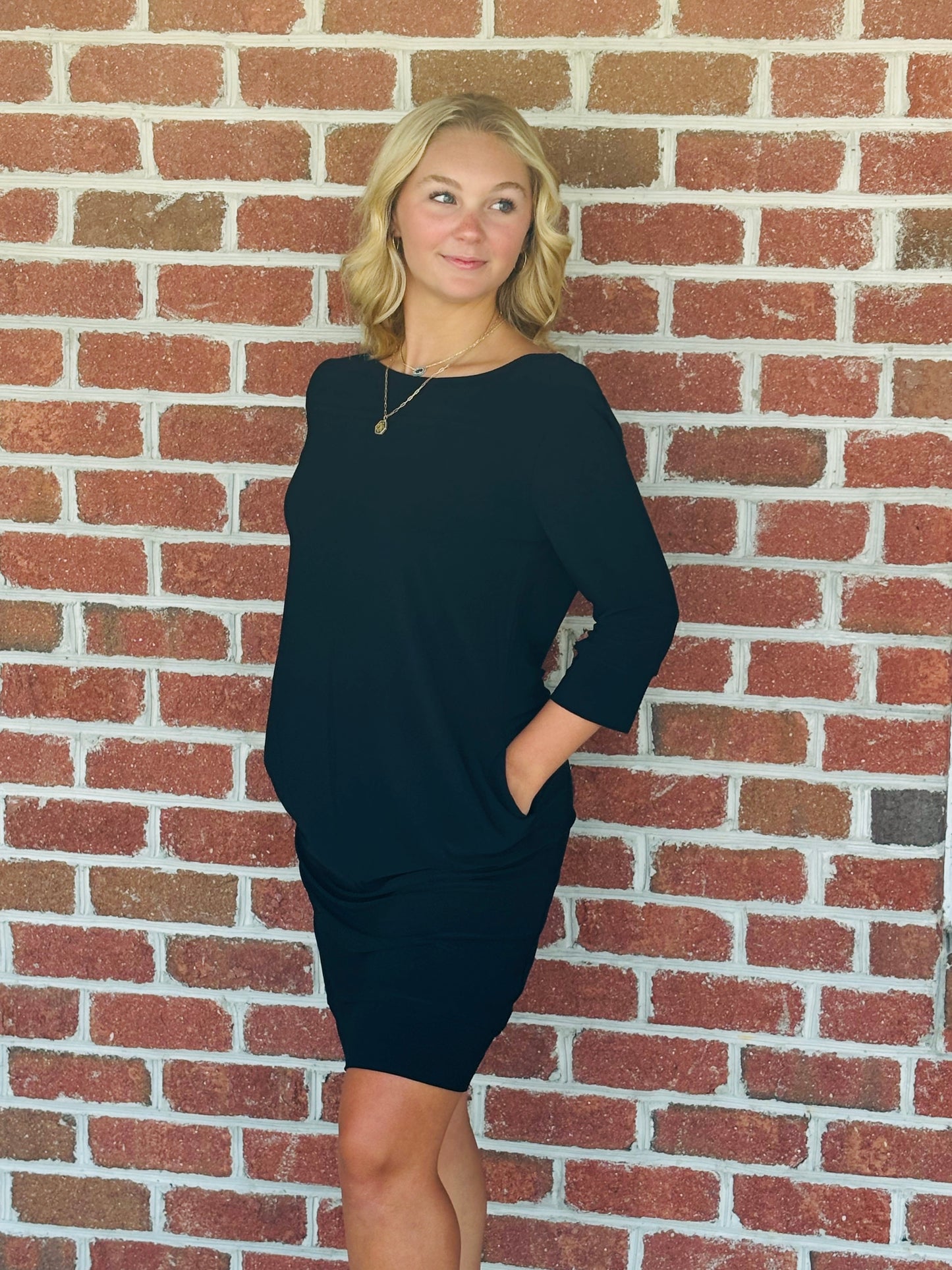 Little black fall dress with pockets