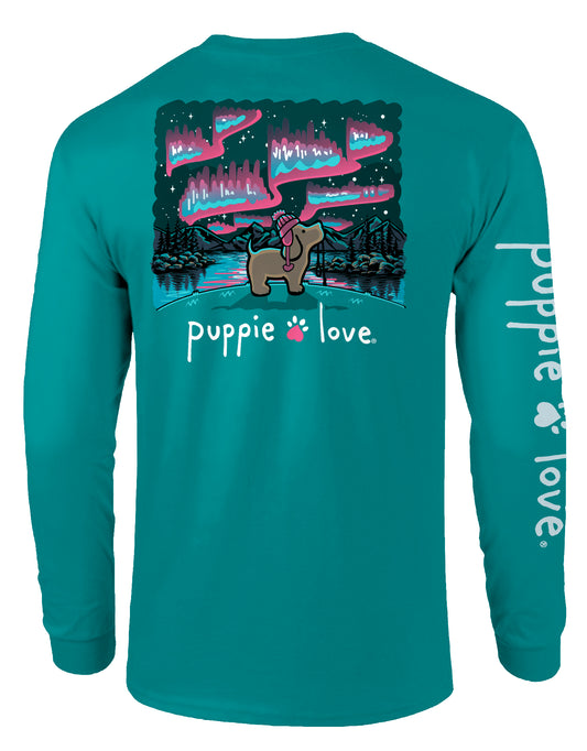 Puppie love northern lights