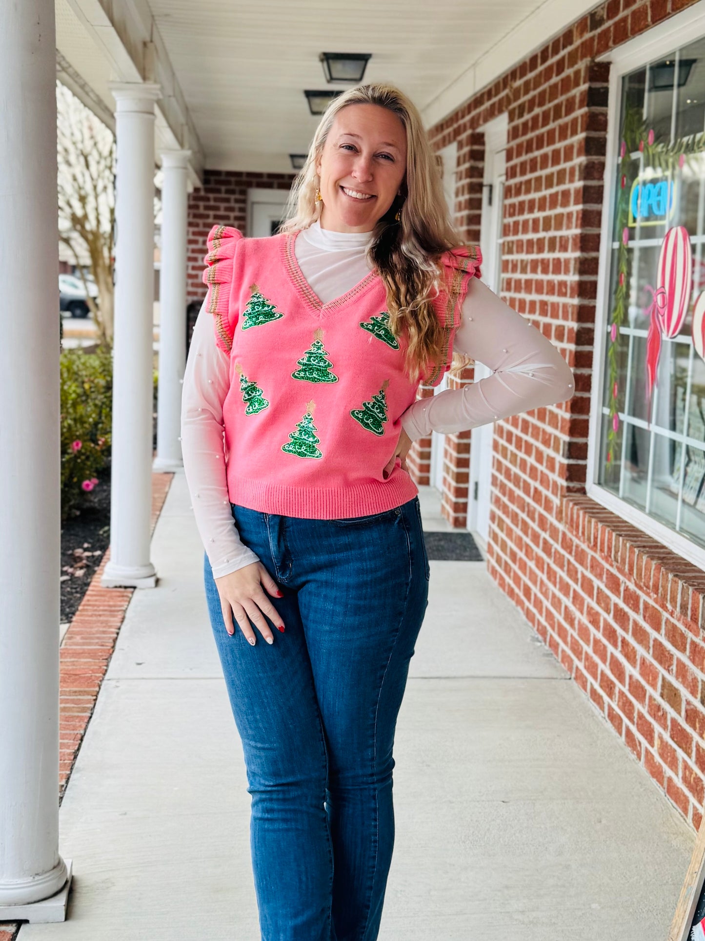 Christmas pink sweater