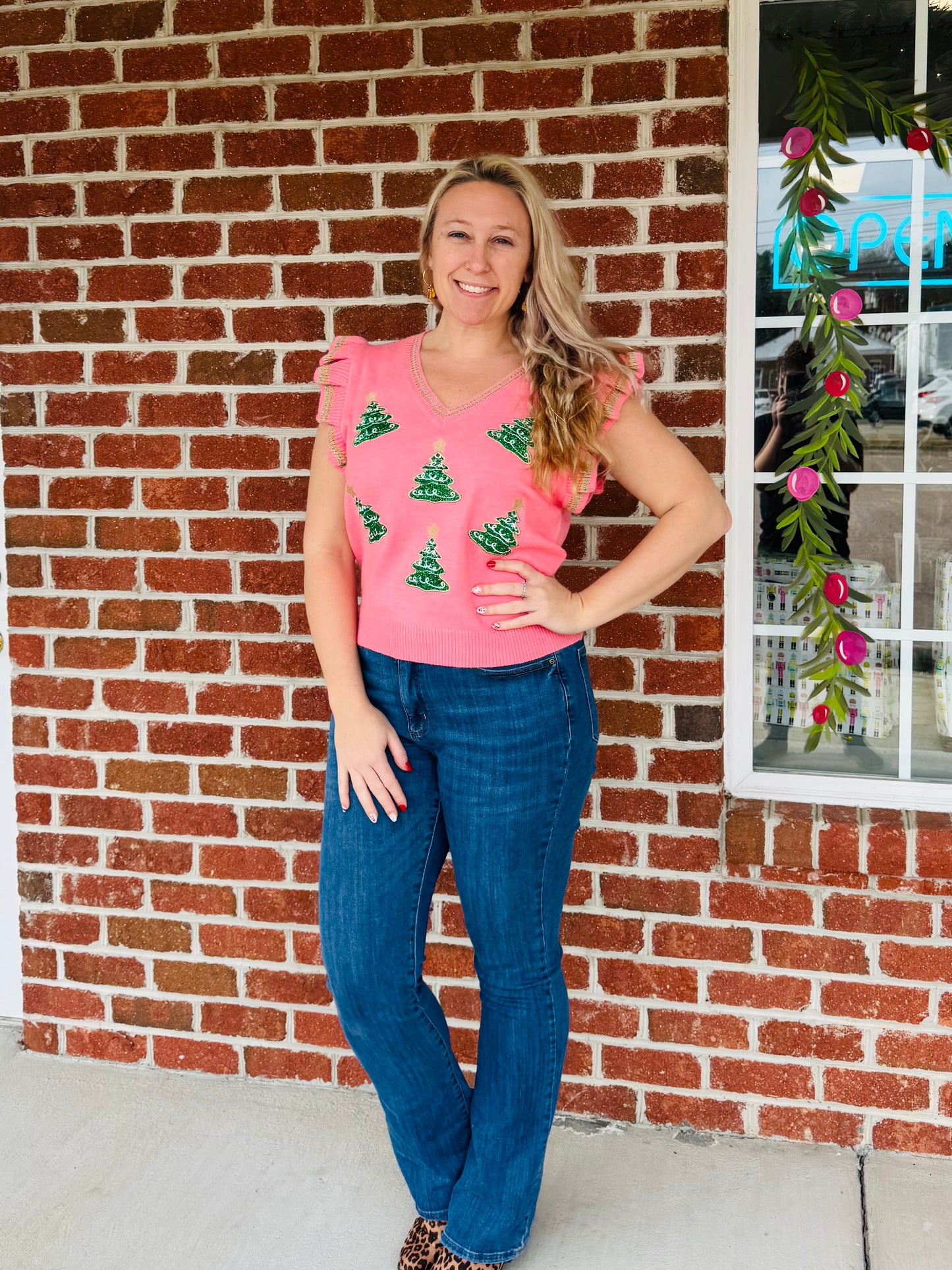 Christmas pink sweater