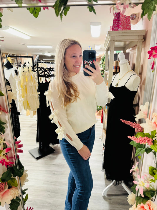 Bow sleeve sweater