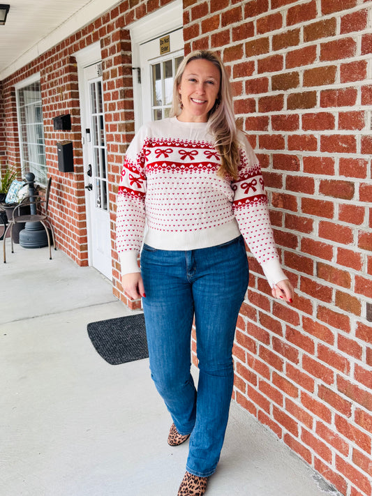 Bow holiday sweater