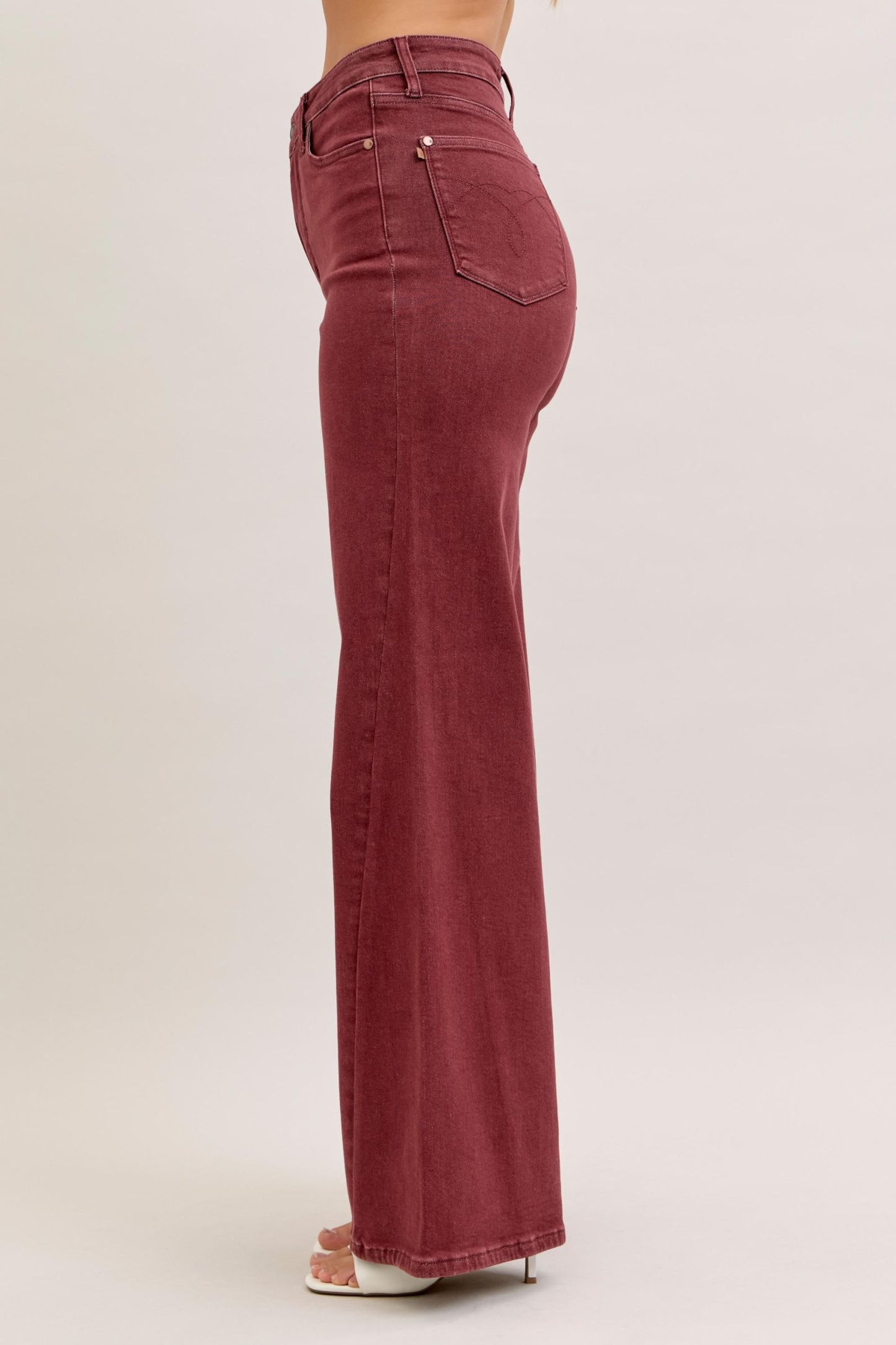 Sale Judy blue burgundy retro wide high rise jeans