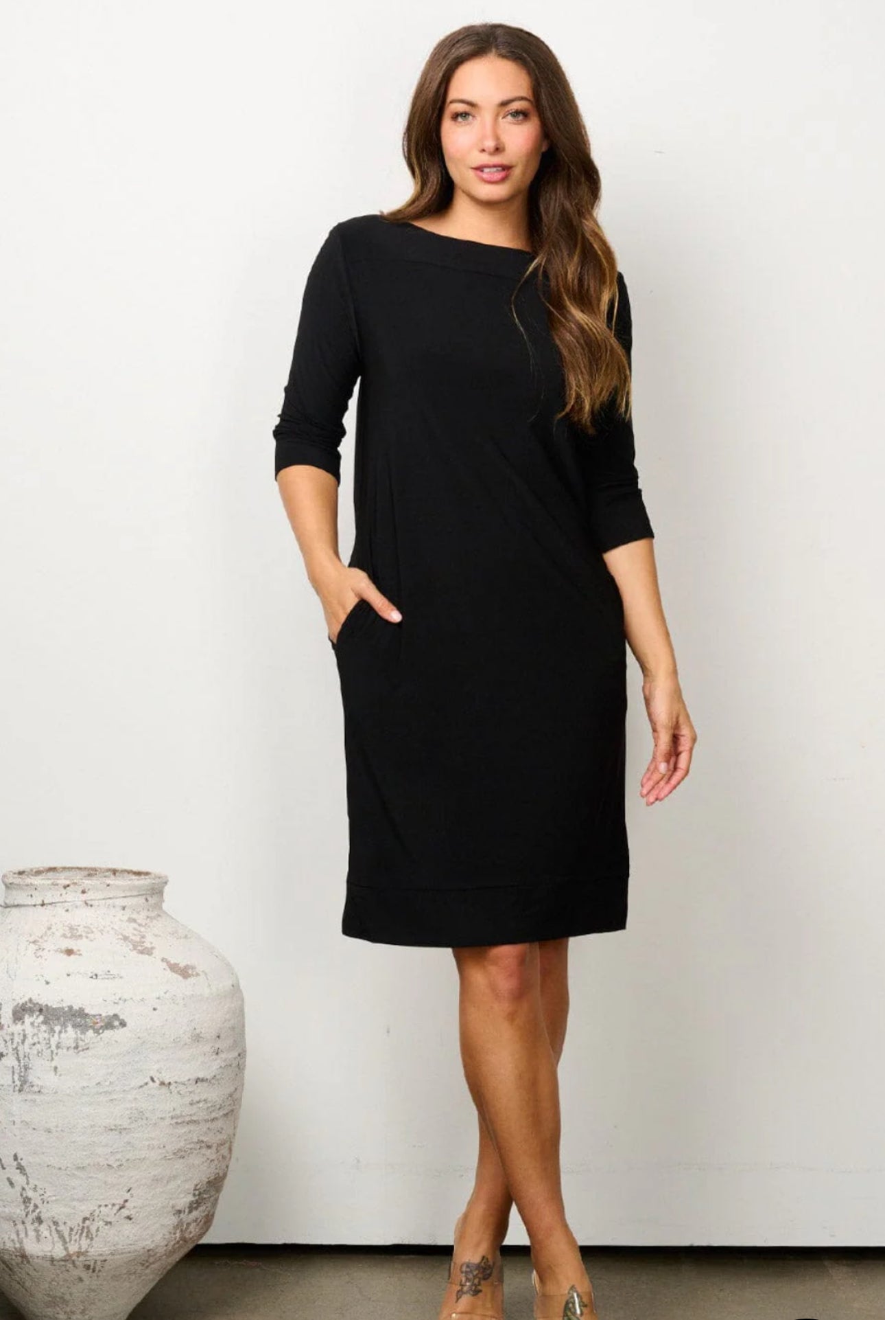 Little black fall dress with pockets